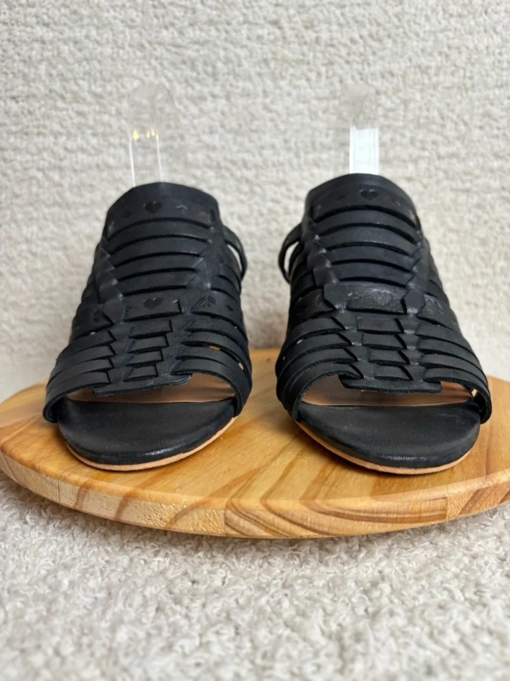 Lucky Brand Sandals Womens 9M Natissha High Block Heel Leather Hippie in Black